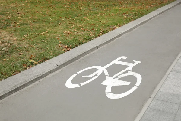 Bisiklet lane işareti Caddesi üzerinde — Stok fotoğraf