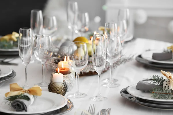 Table served for Christmas dinner — Stock Photo, Image