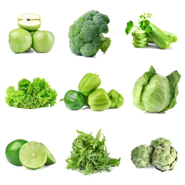 Alimentos orgânicos sobre fundo branco — Fotografia de Stock
