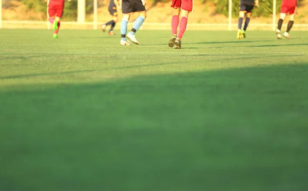 필드에 축구 게임 선수 — 스톡 사진