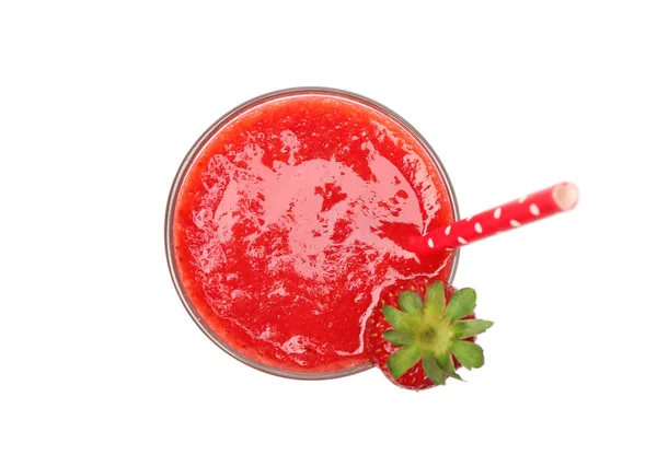 Jordgubbe smoothie på vit bakgrund — Stockfoto