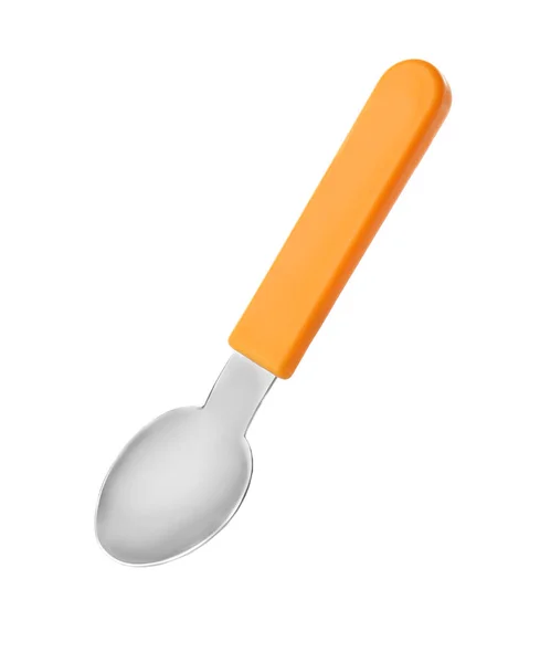 Bright spoon for child on white background — Stock Photo, Image