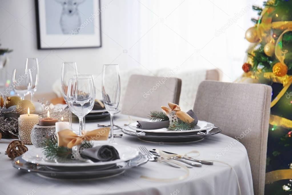 Table served for Christmas dinner