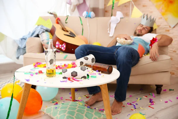 Tired drunk man after party — Stock Photo, Image