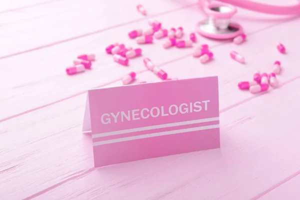 Vizitka s slovo gynekologa — Stock fotografie