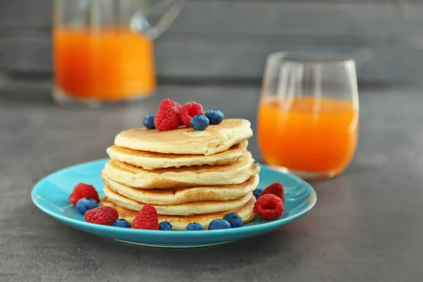 Plate with tasty pancakes — Stock Photo, Image