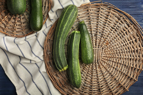 Fresh squash on wicker mat