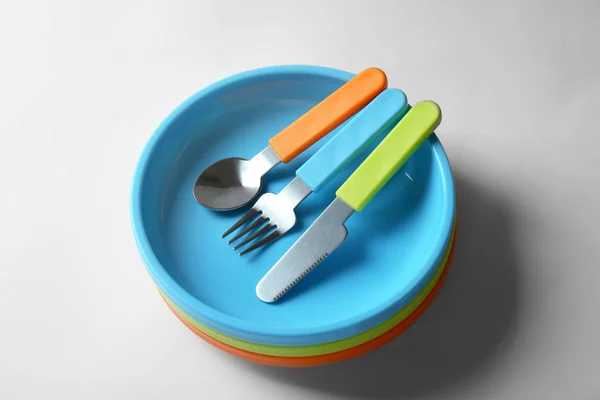 Bright baby tableware — Stock Photo, Image