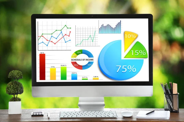 Business presentation on monitor screen — Stock Photo, Image