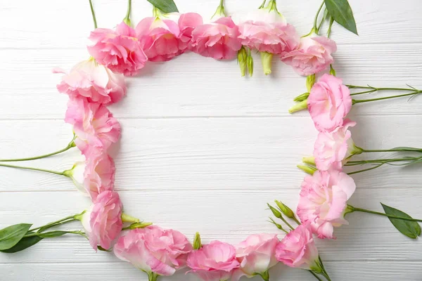 Fresh pink flowers frame — Stock Photo, Image