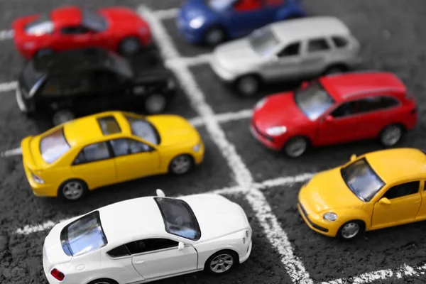 Fechar Estacionamento Carros Brinquedo — Fotografia de Stock