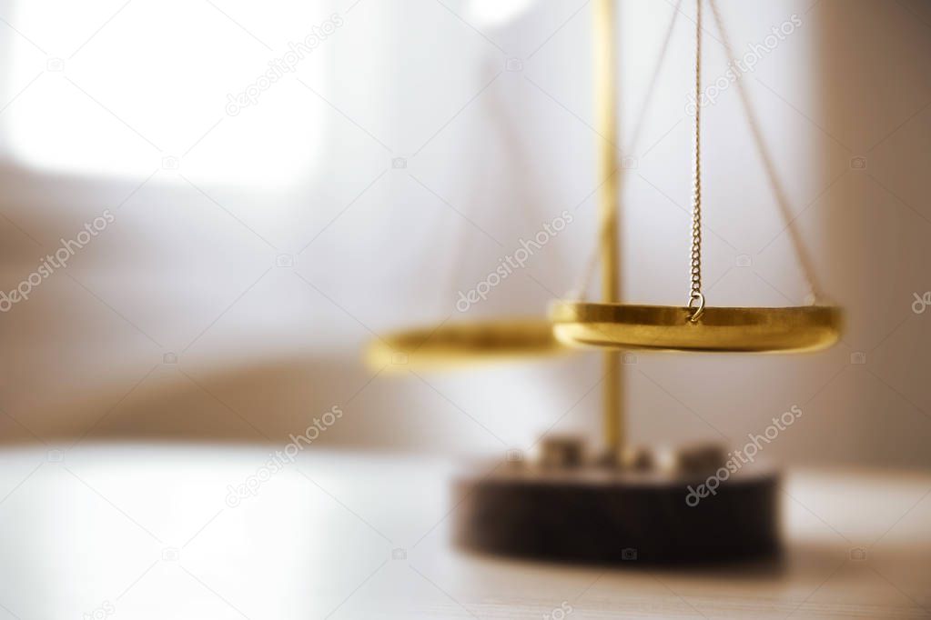 justice attribute on wooden table