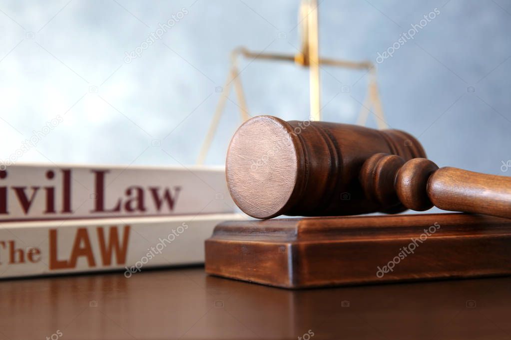 justice attributes on wooden table