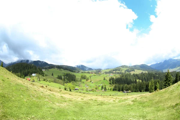 Colinas verdes nas montanhas — Fotografia de Stock