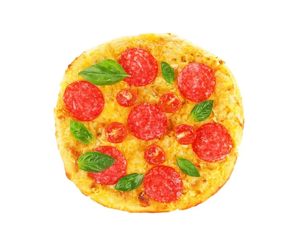 Lekkere pizza op witte achtergrond — Stockfoto