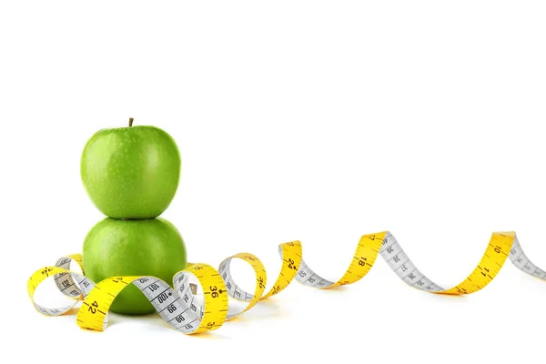 Manzanas frescas con cinta métrica — Foto de Stock