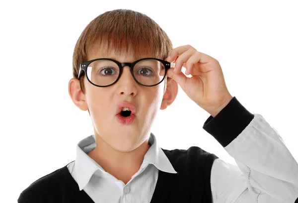 Schattig schooljongen dragen van bril — Stockfoto