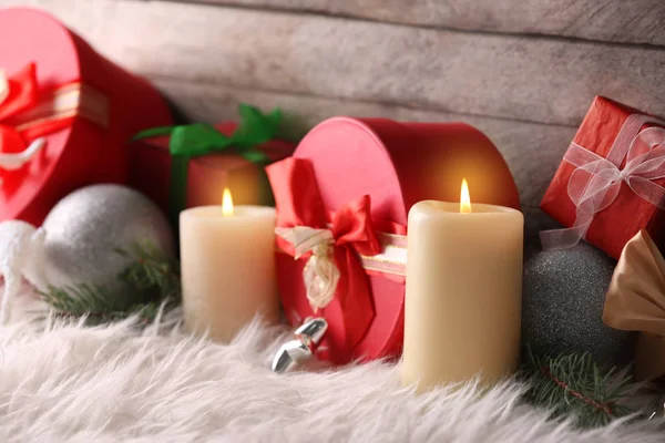 Composição de Natal com caixas de presente — Fotografia de Stock