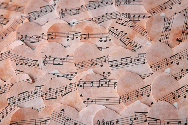 Paper hearts with music notes