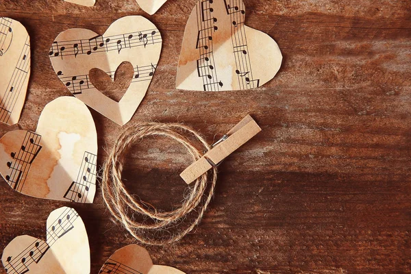 Paper hearts with music notes