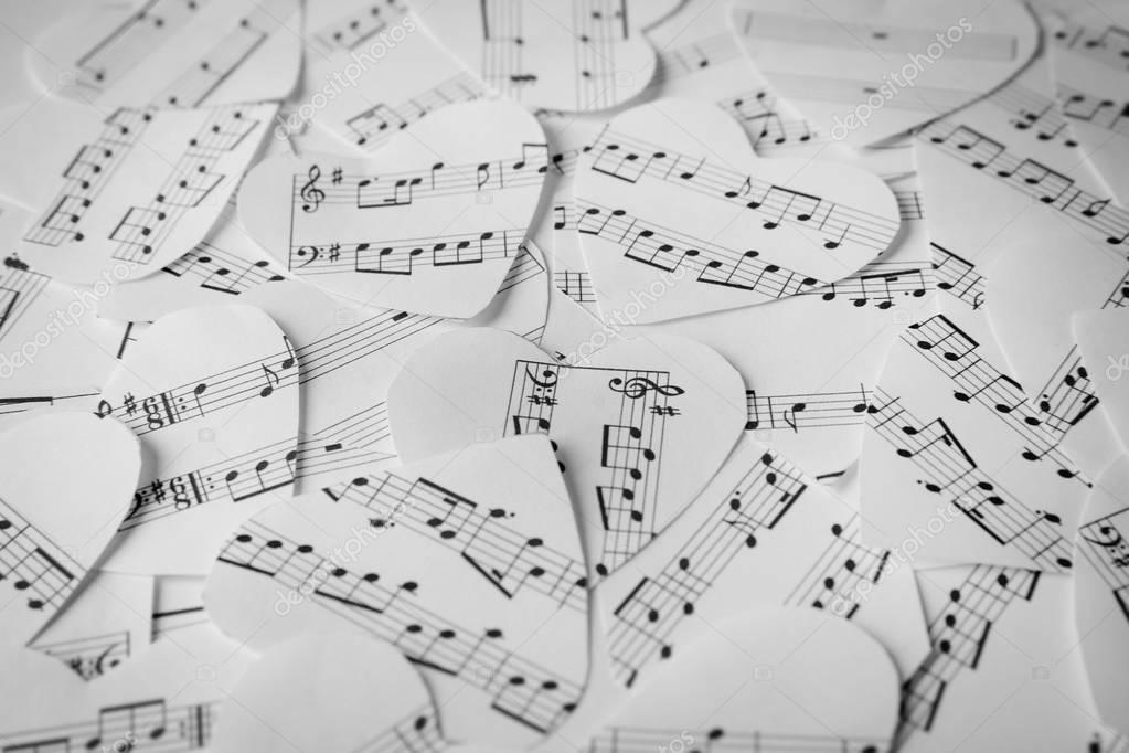 Paper hearts with music notes Stock Photo by ©belchonock 129606292