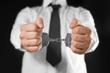young Man in handcuffs  clipart