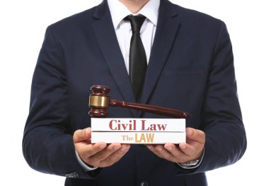 Judge gavel on table clipart