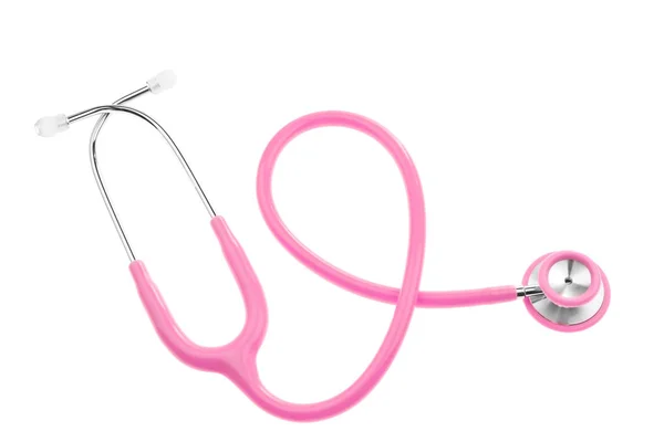 Pink stethoscope on white — Stock Photo, Image