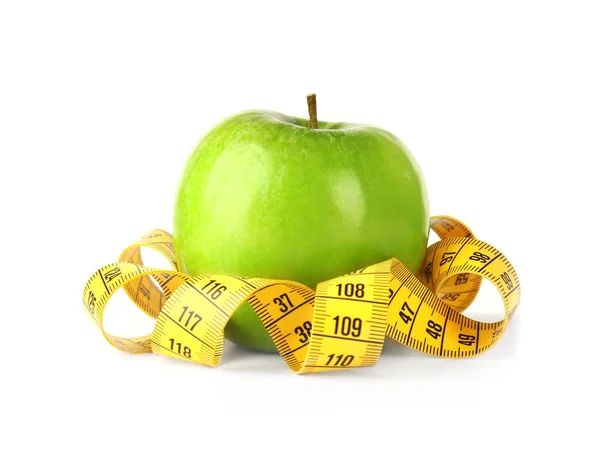 Apple with measuring tape — Stock Photo, Image