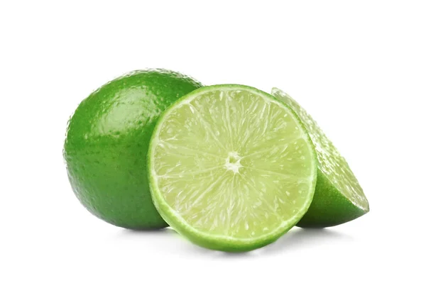 Green lime on white — Stock Photo, Image