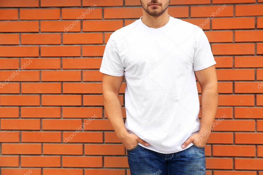 Young man in blank t-shirt