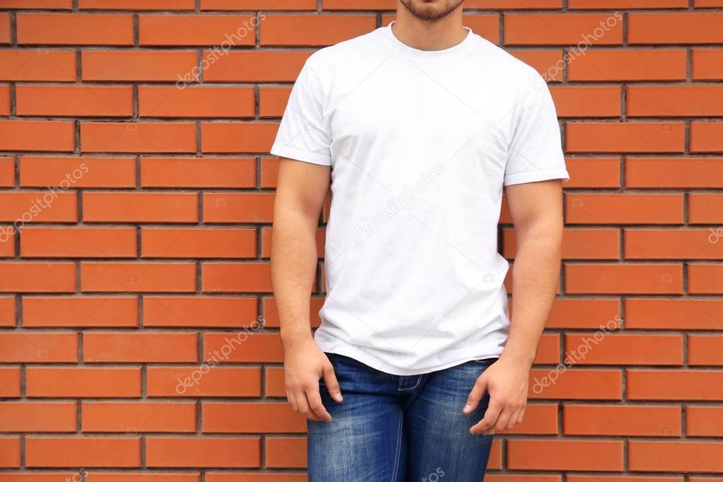 Young man in blank t-shirt