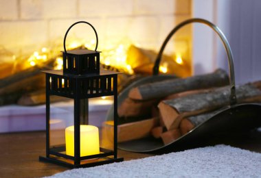 Arka plan bulanık üzerinde güzel vintage fener görünümü kapatın