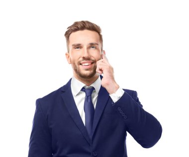 telefon ile genç işadamı 