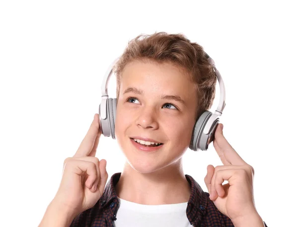 Jongen luisteren muziek — Stockfoto