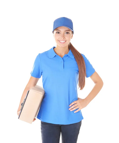 Delivery woman in uniform — Stock Photo, Image