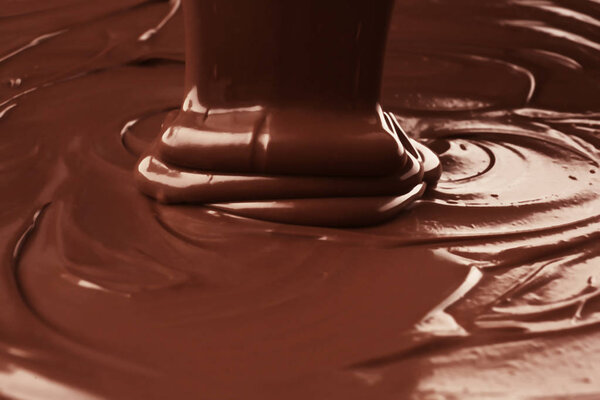 Pouring liquid chocolate 