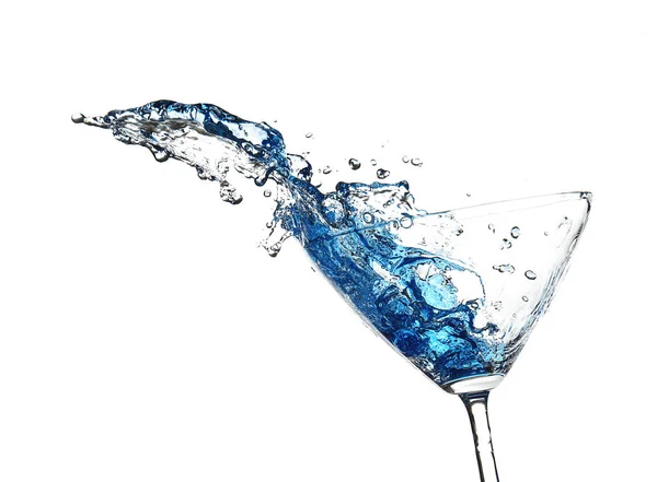 Blue cocktail with splash — Stock Photo, Image