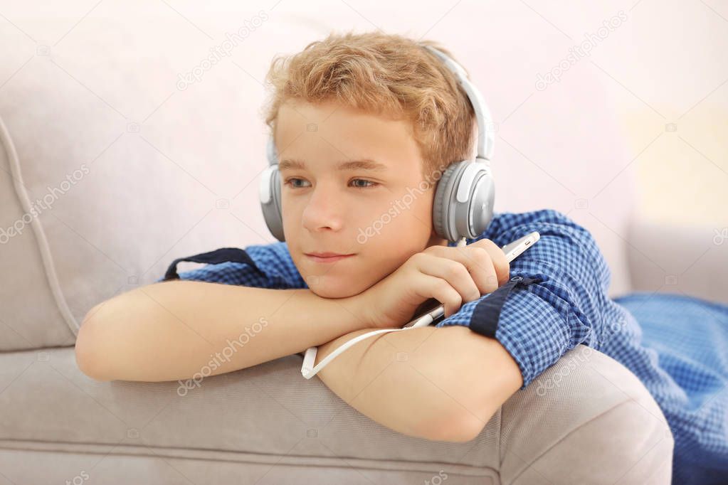 Boy listening music