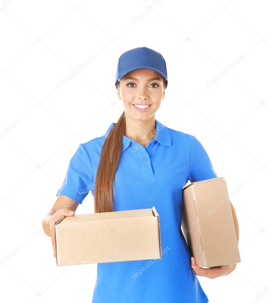 Delivery woman in uniform