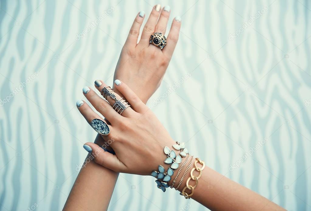 Female hands with jewelry 