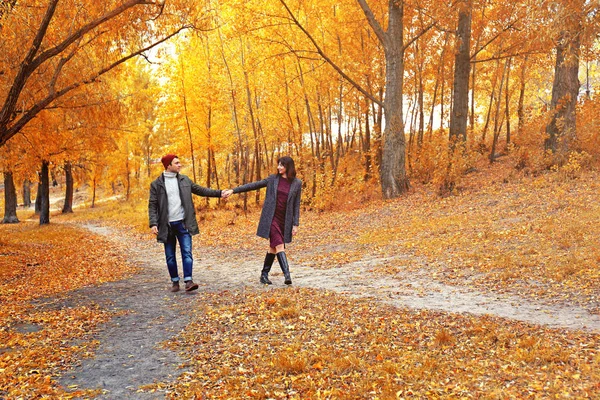 Couple dans le parc d'automne — Photo