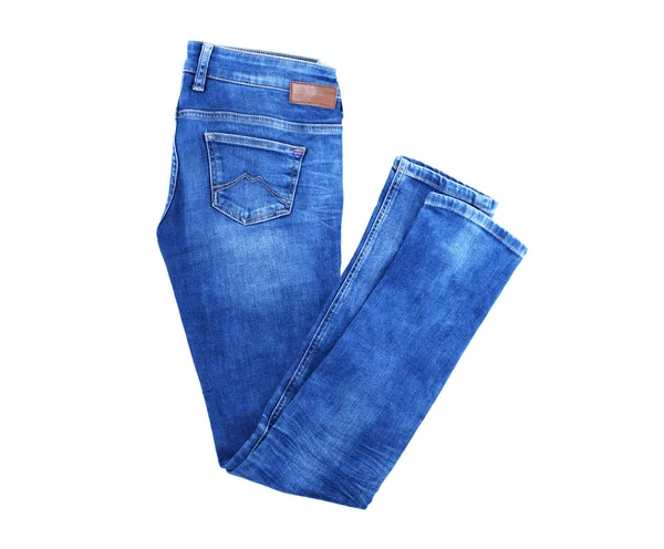 Blå Jeans på hvid - Stock-foto