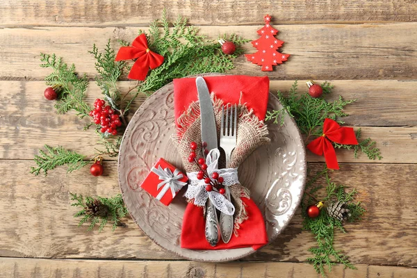 Beautiful Christmas table setting — Stock Photo, Image