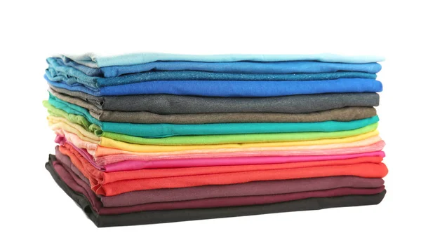 Stack of colorful t-shirts — Stock Photo, Image