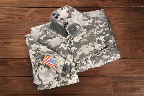 Usa Uniforme Militare Sfondo Legno — Foto Stock