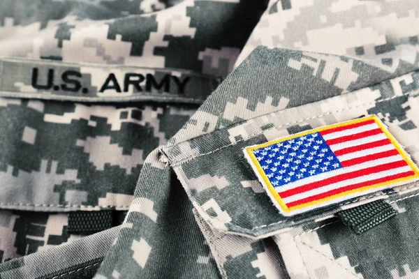 Stäng Upp Usa Militär Uniform Med Flagga — Stockfoto