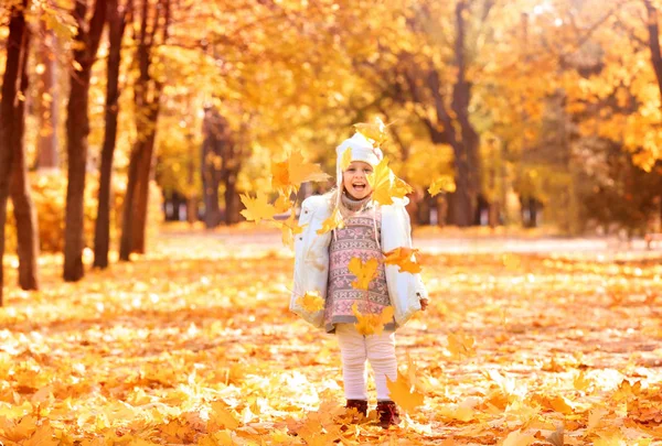 Nettes kleines Mädchen im Herbst Park — Stockfoto