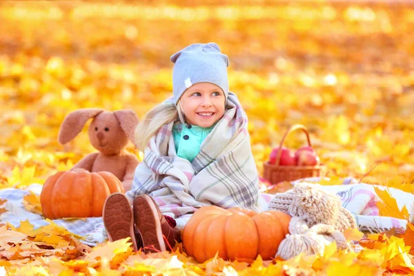 Nettes kleines Mädchen im Herbst Park — Stockfoto