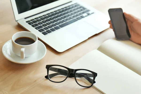 Businessman workplace with laptop — Stock Photo, Image